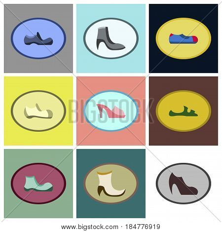 assembly of flat icons shoes fashion footwear