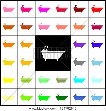 Bathtub sign illustration. Vector. Felt-pen 33 colorful icons at white and black backgrounds. Colorfull.