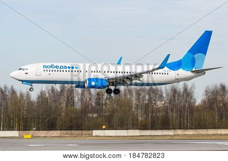 Boeing 737-800 Pobeda Airlines, Airport Pulkovo, Russia Saint-petersburg May 2017.
