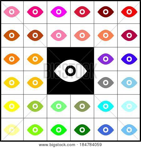 Eye sign illustration. Vector. Felt-pen 33 colorful icons at white and black backgrounds. Colorfull.