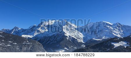 North image of Mont Blanc Massif with the highest European peak.