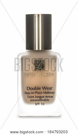 SWINDON UK - MAY 1 2017: Estee Lauder Double Wear Stay in Place Makeup SP10 on a white background