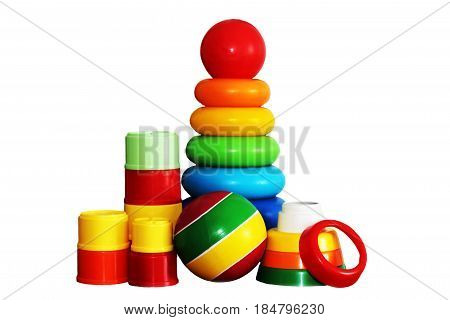 Children's Colorful Pyramid, Toys On A White Background