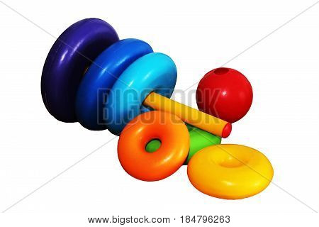 Children's Colorful Pyramid, Toys On A White Background