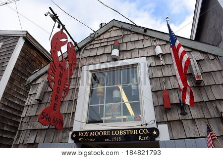 ROCKPORT, MA, USA - JUL. 25, 2015: Historic Gallery on Bearskin Neck in downtown Rockport, Massachusetts, USA.