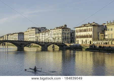 Beautiful building reflection in Florence Italy River
