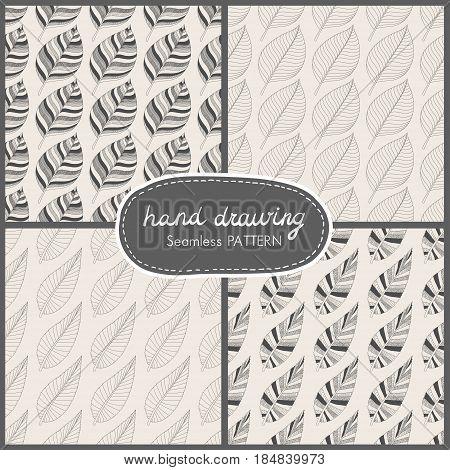 Set of seamless pettern with leaves. Vector illustration
