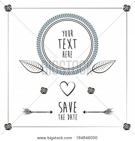 save the date romantic card wedding heart anniversary template vector illustration