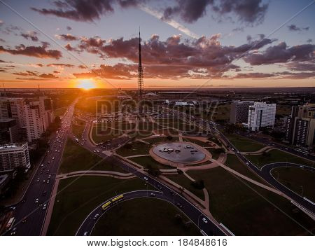 Torre de TV located in Brasilia, Brazil during sunrise