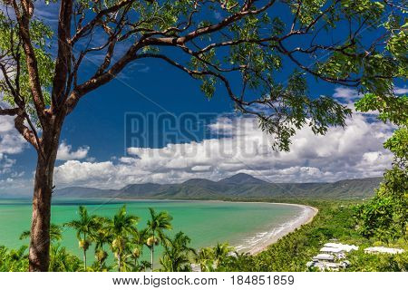 Port Douglas Four Mile Beach and ocean on sunny day, Queensland, Australia