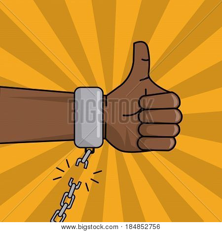 black hand thumbs up chain broken image vector illustration