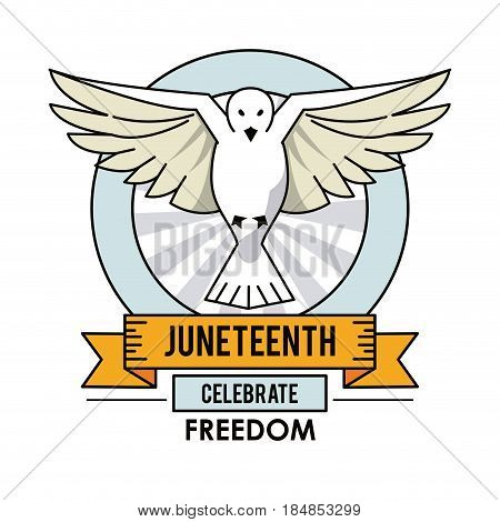 juneteenth day dove fly celebrate freedom label vector illustration