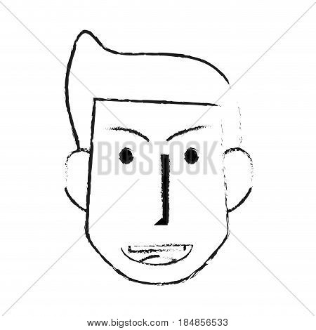 blurred silhouette front view face man with hairstyle and smile vector illustration