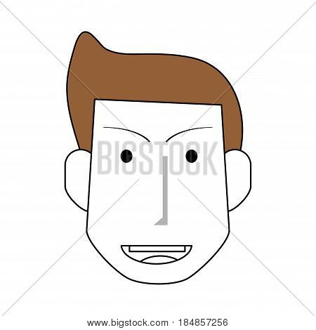 sketch color silhouette front view face man with hairstyle and smile vector illustration