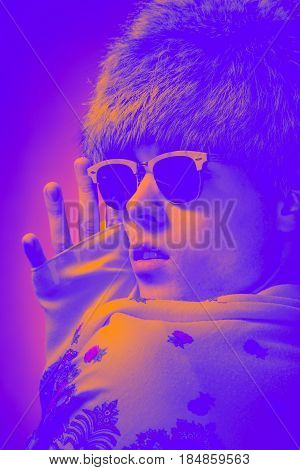 Head Face Closeup, Portrait Colorful Fashion Photography