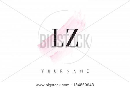 Lz L Z Watercolor Letter Logo Design With Circular Brush Pattern.