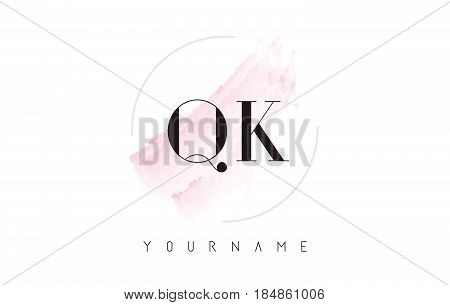 Qk Q K Watercolor Letter Logo Design With Circular Brush Pattern.