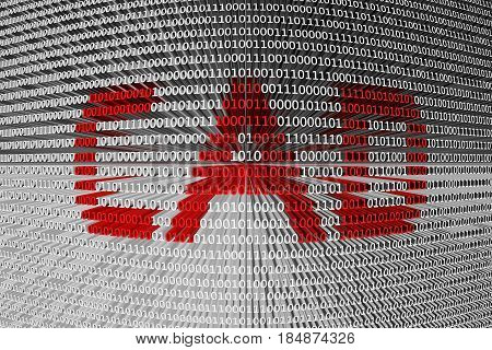 CAD is presented in the form of binary code, 3D illustration