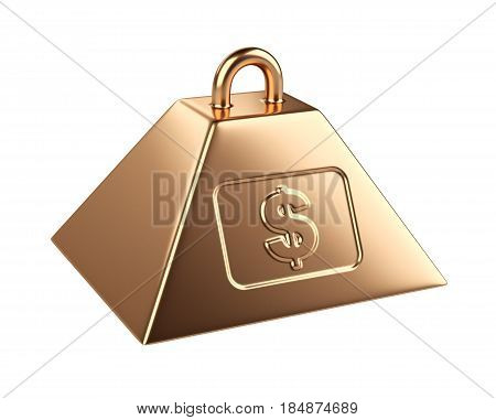 Weight with dollar symbol. 3d illustration isolated on a white background.