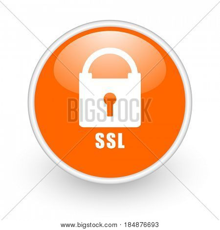 Csl modern design glossy orange web icon on white background.
