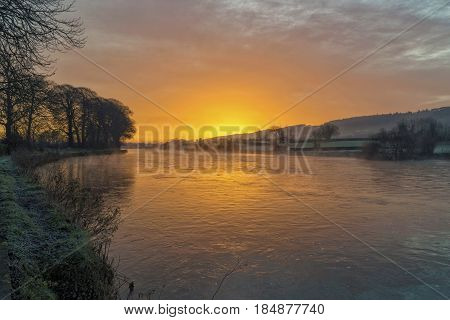 Raising fog on Suir River in Carrick-on-Suir Co.TipperaryIreland