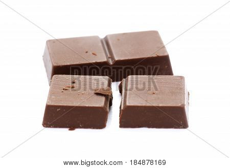 Chocolate bars stack isolated on white background. Dark chocolate