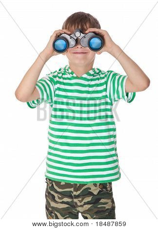 Boy Holding Binoculars