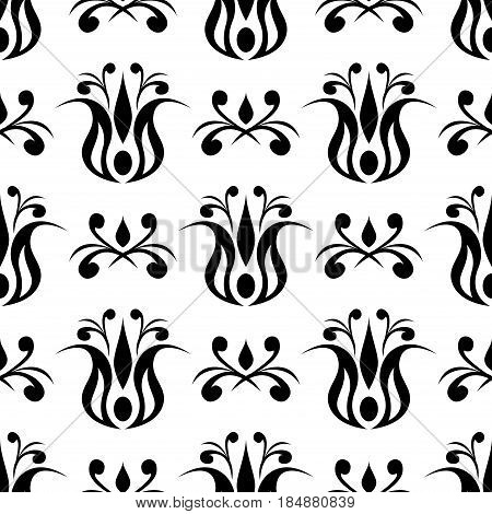 Floral abstract seamless pattern. Vector flat illustration