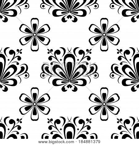 Floral abstract seamless pattern. Vector flat illustration