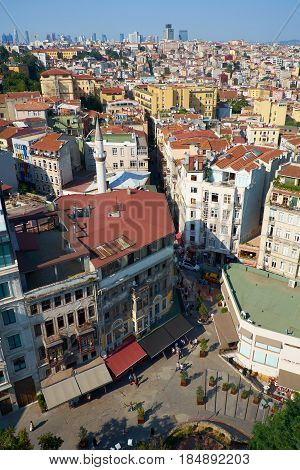 The Bird's-eye View  Of Serdar-i Ekrem Street From The Galata Tower. Istanbul.