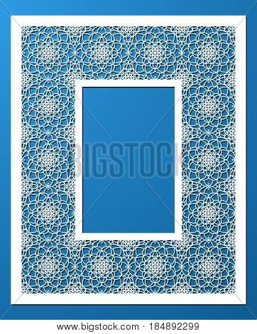 Lacy Frame With Carved Openwork Pattern. Vector Stencil. Template For Interior Design, Layouts Weddi