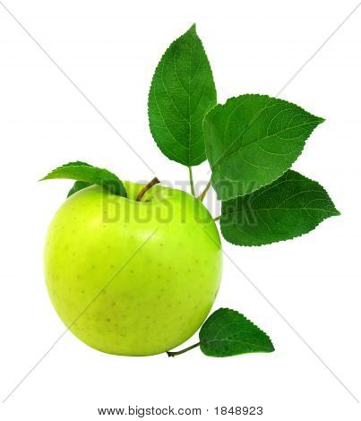 Čerstvá jablečná se zeleným listovým