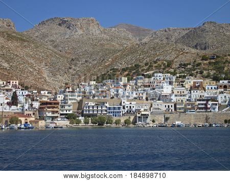 the town of Pothia in Kalymnos Island, Greece