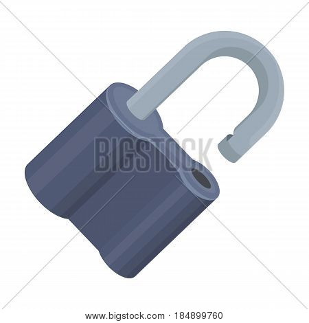 Padlock hacked. The challenge for the Pathfinder to solve the crime. Detective single icon in cartoon style illustration.