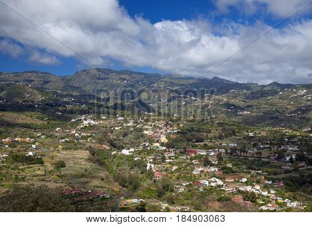 Inland Gran Canaria April view into densely populated Barranco de Guiniguada