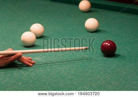 Billiard Balls In A Pool Table.