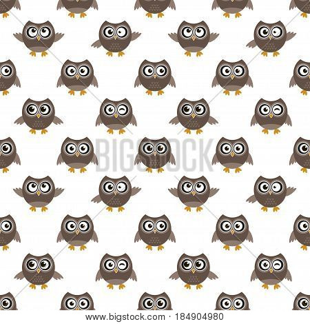 seamless pattern with cute cartoon brown owls