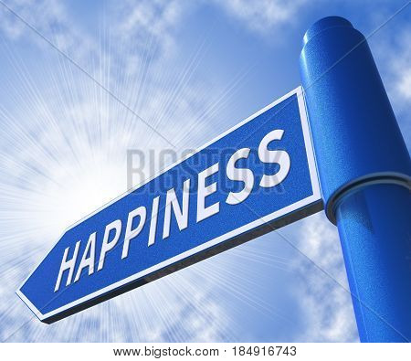 Happiness Signs Representing Happier Joyful 3D Illustration