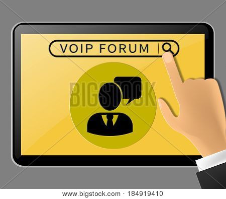Voip Forum Tablet Representing Internet Voice 3D Illustration