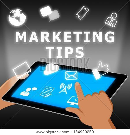 Marketing Tips Shows Emarketing Advice 3D Illustration