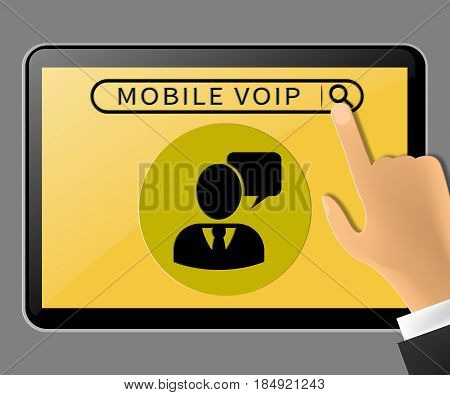 Mobile Voip Tablet Showing Broadband Telephony 3D Illustration