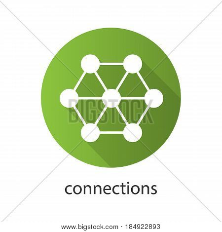 Connections flat design long shadow icon. Interrelation abstract metaphor. Vector silhouette symbol