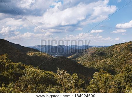 Cloudy Blue Sky Beautiful Scene with Mountain