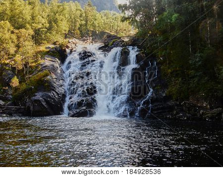 waterfall on the river in the forest