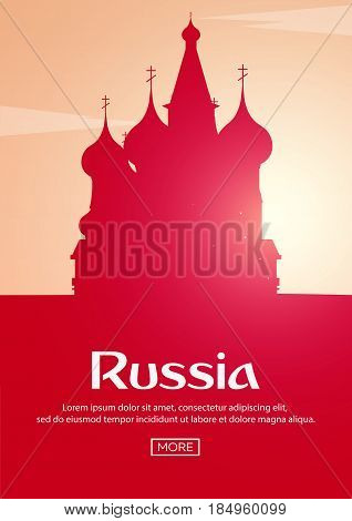 Travel Poster To Russia. Landmarks Silhouettes. Vector Illustration.
