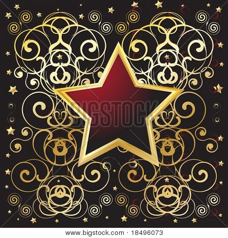 Vector - Golden shield with floral pattern, text messages can be inserted