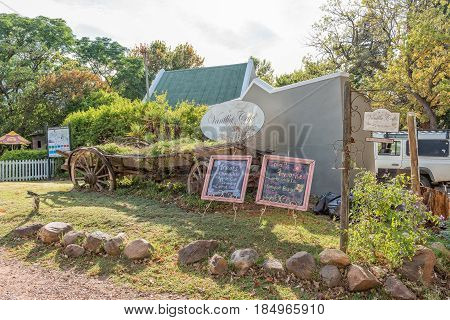 GREYTON SOUTH AFRICA - MARCH 27 2017: A display in front of the Vanilla Cafe a restaurant in Greyton a small town in the Western Cape Province of South Africa