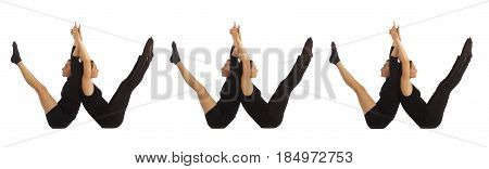 Black dressed people forming word WWW on white background