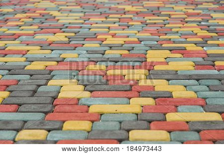 Paving tiles colored bricks paved on the street