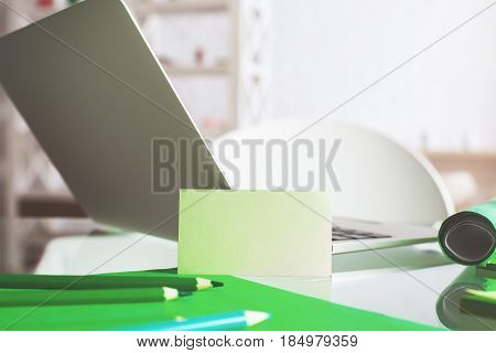 Modern Glass Desktop With Business Card